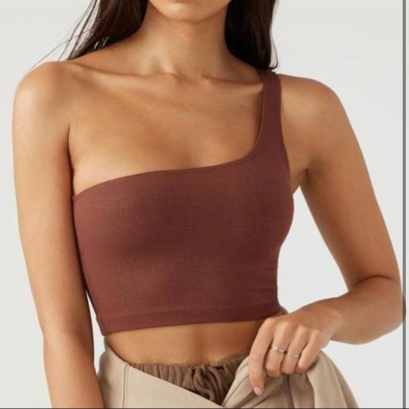 Joah Brown Tops - Joah Brown One-Shoulder Crop Top